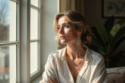 Femme élégante en intérieur avec lumière naturelle