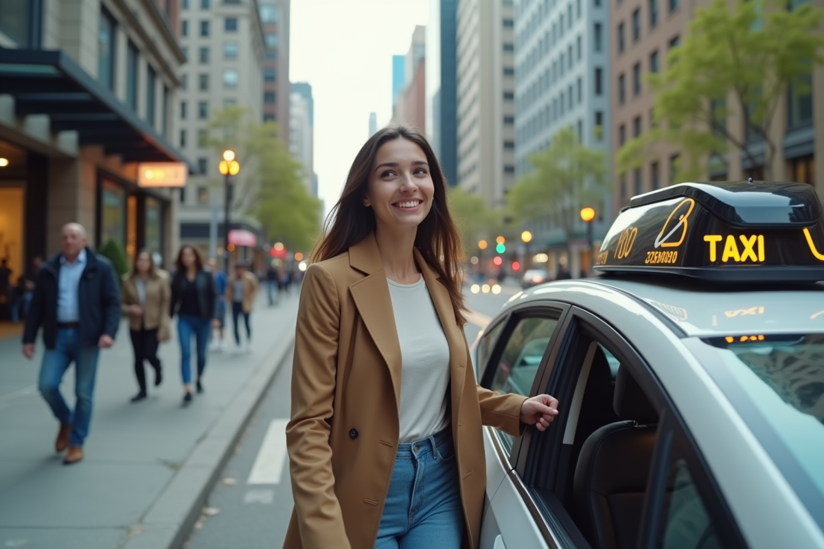 Jeune femme sortant d