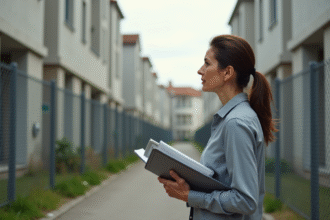 Femme d'âge moyen dans un quartier résidentiel français