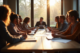 Groupe de personnes discutant autour d'une table pour la democratie