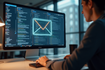 Personne travaillant sur un bureau moderne et lumineux