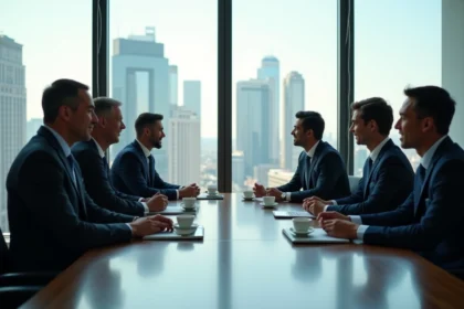 Groupe de cadres en réunion dans un bureau moderne